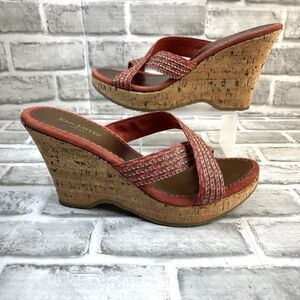 Eric Javits New York Women’s 10 Woven Wedge Crisscross Cork Sandals